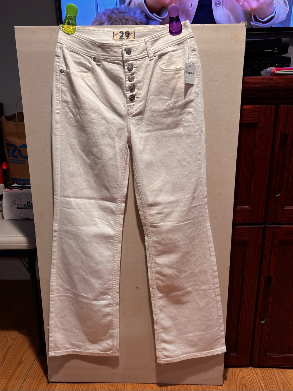 We The Free White High-Rise Button-Fly Wide Leg Jeans